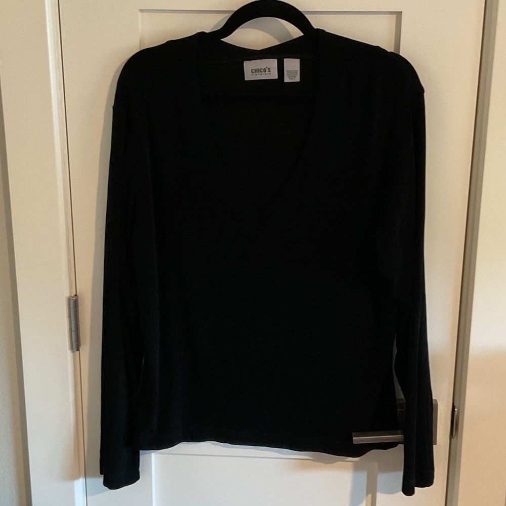 Chico's Elegant Black Long Sleeve V-Neck Top